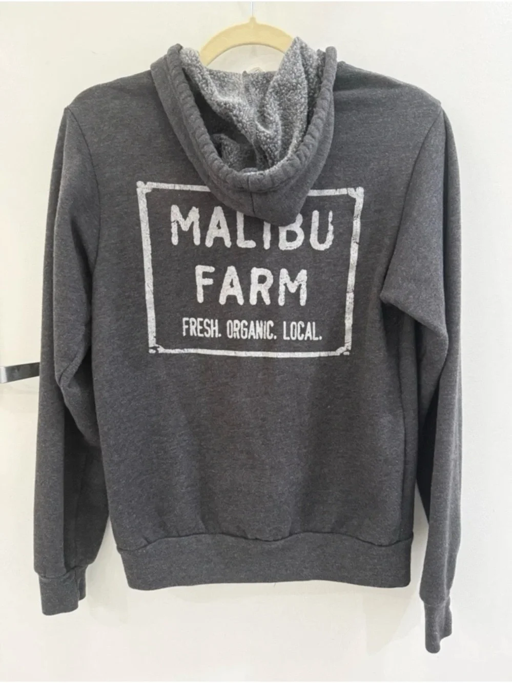 Malibu Farm Charcoal Gray Logo Hoodie Sweater; $65 retail, discontinued - Picture 1 of 5